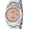 Image 1 : Rolex Midsize Stainless Steel Salmon Roman Datejust Wristwatch