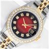 Image 1 : Rolex Ladies Two Tone Red Vignette Diamond Datejust Wristwatch