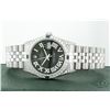 Image 7 : Rolex Men's Stainless Steel Black Roman Diamond & Sapphire Datejust Wristwatch