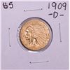 Image 1 : 1909-D $5 Indian Head Half Eagle Gold Coin