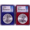 Image 1 : Lot of (2) 2021 Type 1 $1 American Silver Eagle Coins NGC MS69 FDOI Red & Blue Cores