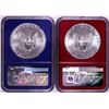 Image 2 : Lot of (2) 2021 Type 1 $1 American Silver Eagle Coins NGC MS69 FDOI Red & Blue Cores