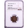 Image 1 : 1864 Bronze Indian Head Cent Coin NGC MS61BN