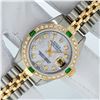 Image 2 : Rolex Ladies Two Tone Mother of Pearl Diamond & Emerald Datejust Wristwatch