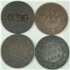 Image 1 : 1900 No H Large Cent Group lot of 4 VF or better Semi Key Date