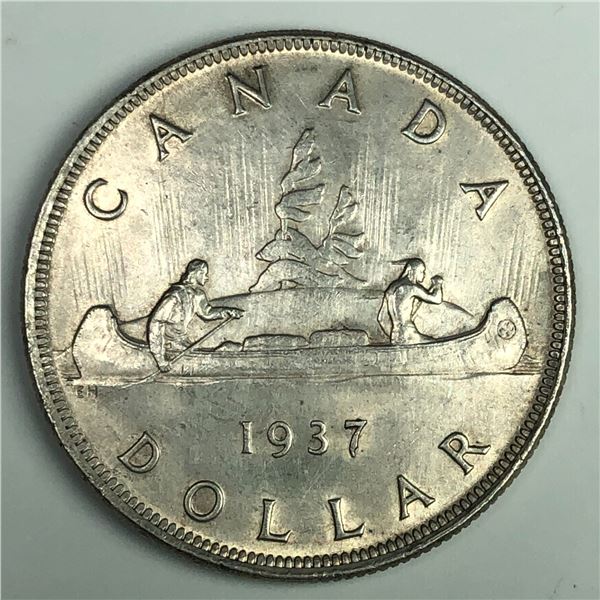 1937 King George VI Canadian Silver Dollar UNC DBL-HP