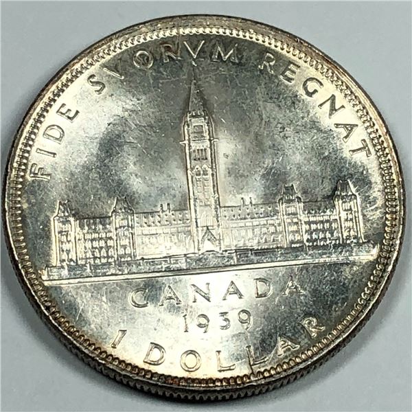 1939 King George VI Canadian Silver Dollar UNC DBL-HP