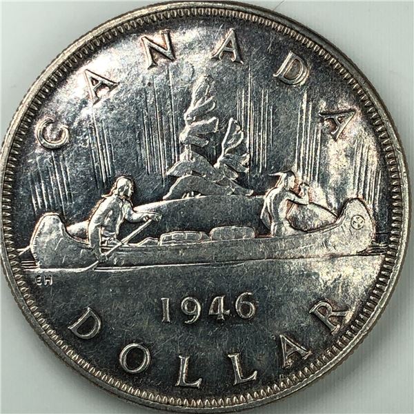 1946 King George VI Canadian Silver Dollar DBL-HP