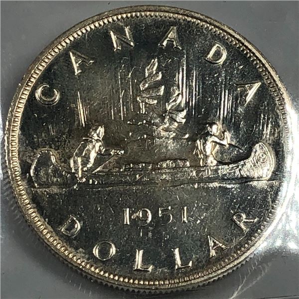 1951 King George VI Canadian Silver Dollar ICCS-MS-63 Arnprior