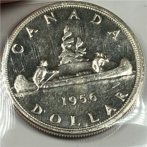 1956 Queen Elizabeth II Canadian Silver Dollar UNC