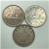 Image 1 : 1946 Lot of 3 Canadian Silver Dollars 2 FWL 1SWL