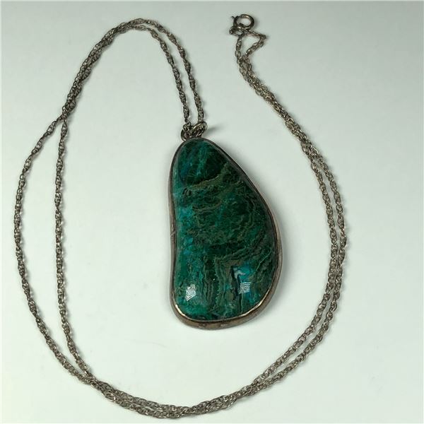 Silver Backed Healing Stone with chain