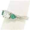 Image 8 : Classic Platinum 1.15 ctw GIA Round Brilliant Diamond & Emerald 3 Stone Ring