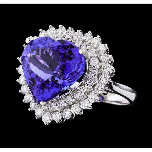 GIA Cert 12.12 ctw Tanzanite and Diamond Ring - 14KT White Gold