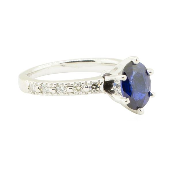 1.73 ctw Blue Sapphire and Diamond Ring - 14KT White Gold