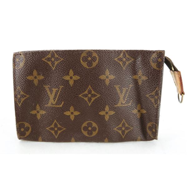 Louis Vuitton Brown Monogram Canvas Leather Toiletry 15cm Pouch