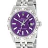 Image 1 : Rolex Mens Stainless Steel 36MM Purple Index Pyramid Diamond Datejust Wristwatch