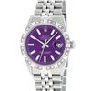 Image 2 : Rolex Mens Stainless Steel 36MM Purple Index Pyramid Diamond Datejust Wristwatch