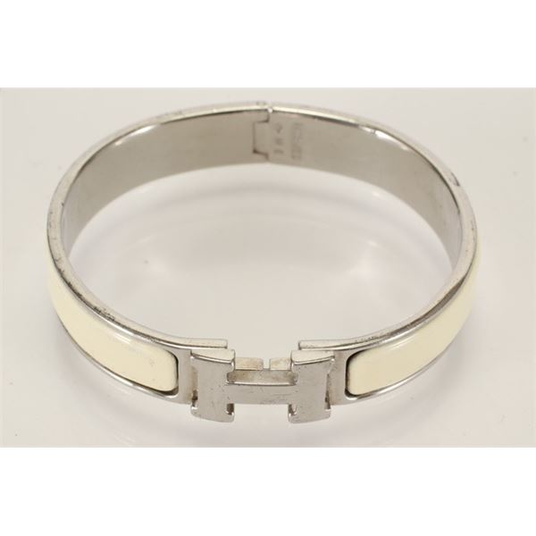 Hermes Ivory Metal Clic Clac Bangle Bracelet PHW