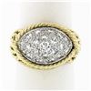 Vintage 18k Gold & Platinum 1.40 ctw Diamond Dome Twisted Wire Statement Band Ri