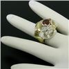 Image 4 : 18k Yellow Gold and Sterling Silver 2.73 ctw Garnet and Diamond Cocktail Ring