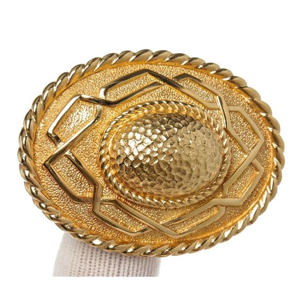 Christian Dior Gold Chain Round Brooch