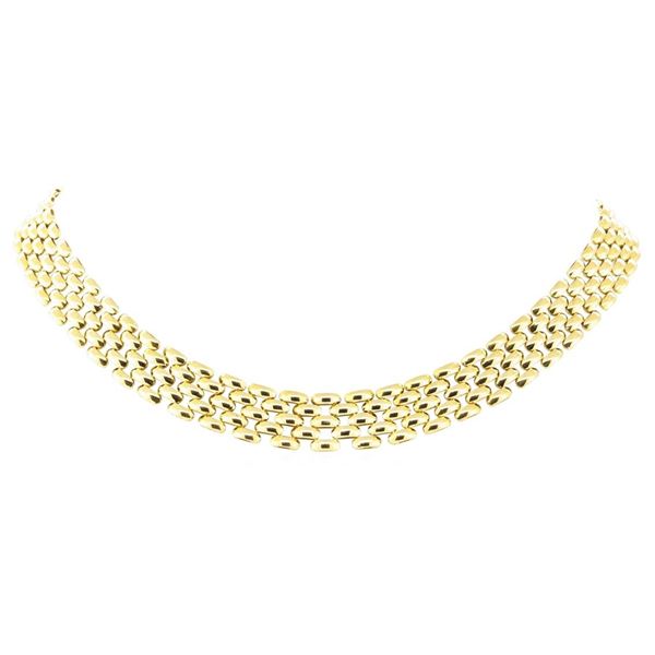 17.75 Inch Five Row Panther Link Chain - 18KT Yellow Gold