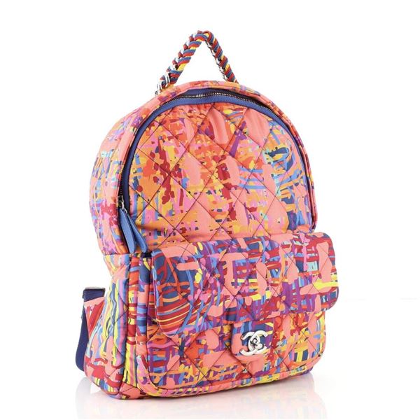 Chanel Multicolor Quilted Print Foulard CC Pocket Medium Backpack