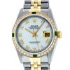 Image 1 : Rolex Mens 2 Tone Mother Of Pearl Diamond & Emerald 36MM Datejust Wristwatch
