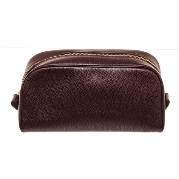 Louis Vuitton Brown Leather Cosmetic Pouch Cosmetic Bag