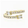 Image 4 : New 14k Gold Emerald Cut & Round Diamond Moi et Toi Bypass Stack Band Ring
