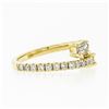 Image 5 : New 14k Gold Emerald Cut & Round Diamond Moi et Toi Bypass Stack Band Ring