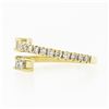 Image 6 : New 14k Gold Emerald Cut & Round Diamond Moi et Toi Bypass Stack Band Ring
