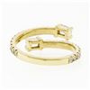 Image 7 : New 14k Gold Emerald Cut & Round Diamond Moi et Toi Bypass Stack Band Ring