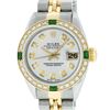 Image 1 : Rolex Ladies 2 Tone Silver Diamond & Emerald 26MM Datejust