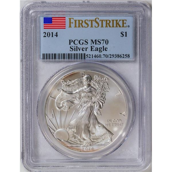 2014 American Silver Eagle .999 Fine Silver Dollar Coin PCGS MS70