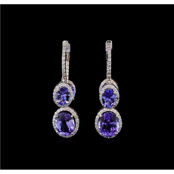 14KT White Gold 8.10 ctw Tanzanite and Diamond Earrings