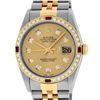 Image 1 : Rolex Mens 2 Tone Champagne Diamond & Ruby 36MM Datejust Wristwatch