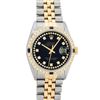 Image 2 : Rolex Mens 2 Tone Black String Diamond & Sapphire 36MM Datejust Wristwatch