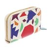Image 3 : Saint Laurent White Multicolor Grained Leather Small-Shapes Print Compact Zippy