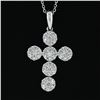 Image 1 : New 14k White Gold 0.85 ctw Ideal Cut Diamond Multi Circle Cluster Cross Pendant