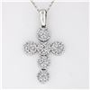 Image 2 : New 14k White Gold 0.85 ctw Ideal Cut Diamond Multi Circle Cluster Cross Pendant