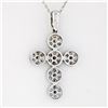 Image 6 : New 14k White Gold 0.85 ctw Ideal Cut Diamond Multi Circle Cluster Cross Pendant