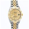 Image 2 : Rolex Mens 2 Tone Champagne Diamond Pyramid Bezel Datejust Wristwatch
