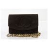 Image 1 : Chanel Black Suede Leather CC Wallet on Chain