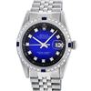 Image 1 : Rolex Mens Stainless Steel Blue Vignette Diamond & Sapphire Datejust Wristwatch