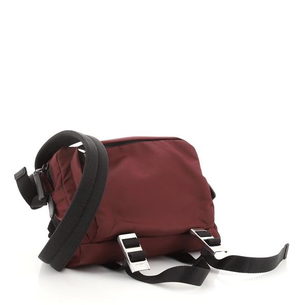 Prada Red Tessuto Nylon Technical Zip Small Crossbody Bag