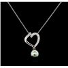 0.19 ctw Pearl and Diamond Pendant - 14KT White Gold