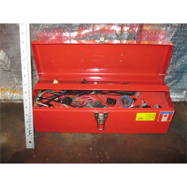 RED TOOLBOX W/ASST. AUTO ELECTRIC ITEMS