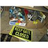 Image 1 : 2 BOXES OF MISC. SIGNS, FLAGGING TAPE, GOGGLES, ETC.